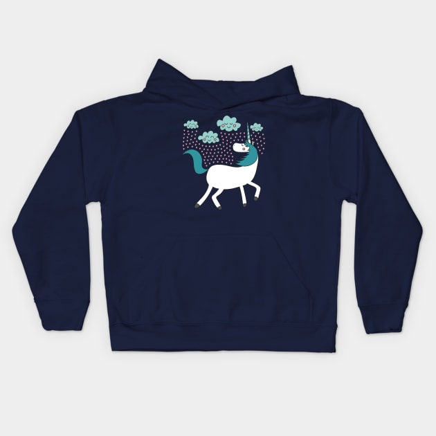 Magical Unicorn - Summer Rain Kids Hoodie by krimons